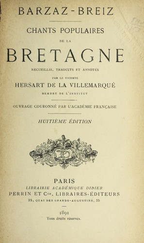 Cover of Barzaz Breiz