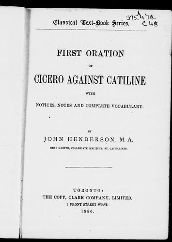 Cover of Catiline Orations