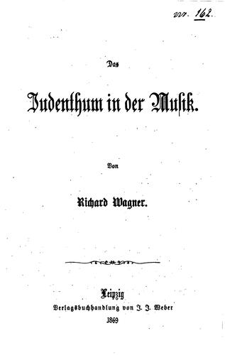 Cover of Das Judenthum in der Musik