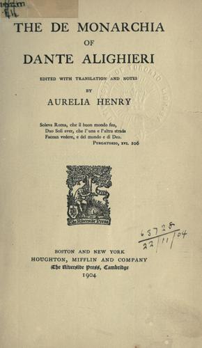 Cover of De Monarchia