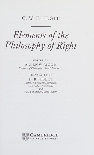 Cover of Elements of the Philosophy of Right