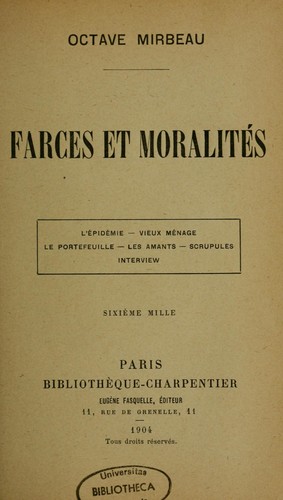Cover of Farces et moralités