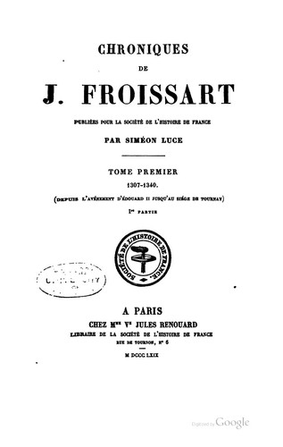 Cover of Froissart's Chronicles