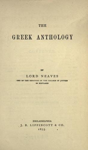 Cover of Greek Anthology