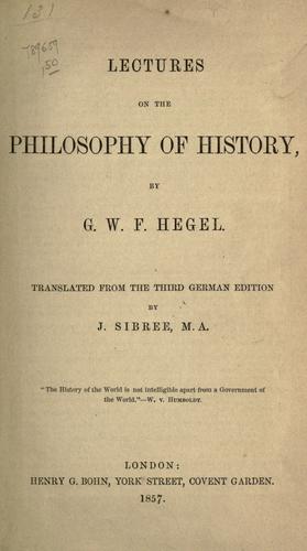 Cover of Lectures on the Philosophy of History