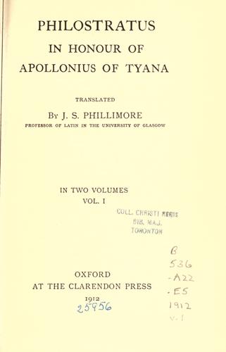 Cover of Life of Apollonius of Tyana