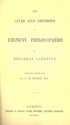Cover of Lives and Opinions of Eminent Philosophers