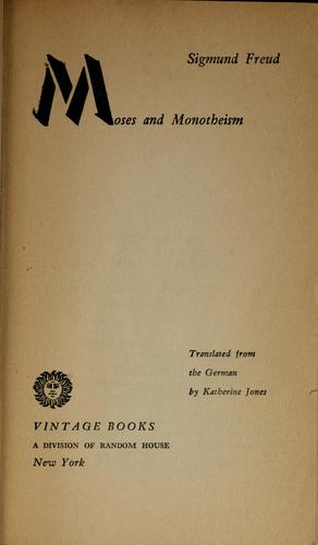 Cover of Moses and Monotheism