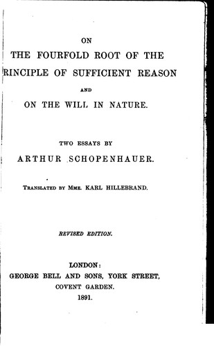 Cover of On the Fourfold Root of the Principle of Sufficient Reason