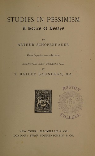Cover of Parerga and Paralipomena