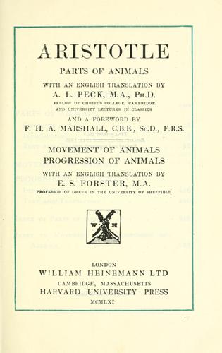 Cover of Parts of Animals