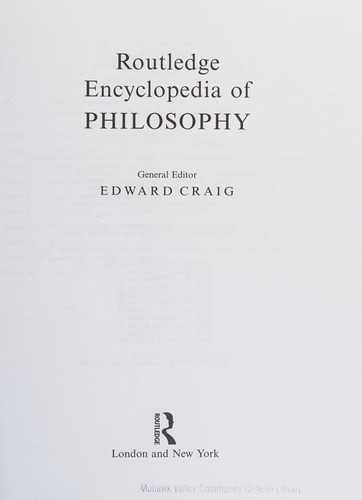 Cover of Routledge Encyclopedia of Philosophy