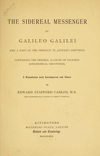 Cover of Sidereus Nuncius