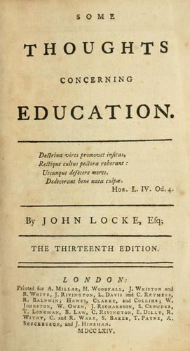 Cover of Some Thoughts Concerning Education
