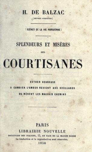 Cover of Splendeurs et misères des courtisanes