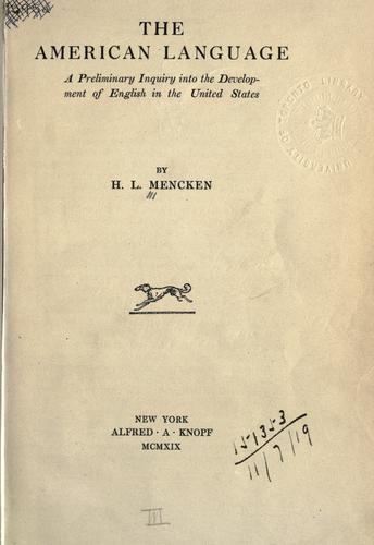 Cover of The American Language