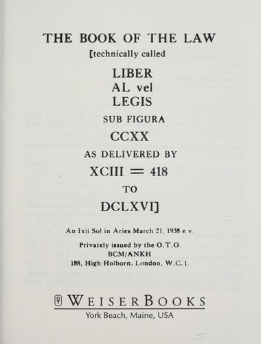 Cover of The Book of the Law