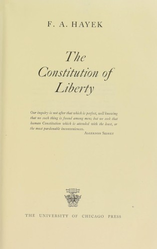 Cover of The Constitution of Liberty
